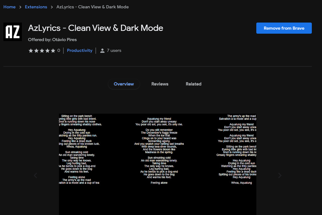 AzLyrics - Clean View & Dark Mode
